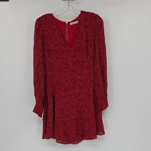 Alice + Olivia Polly Red Long Sleeve V-Neck Sundress Size 6